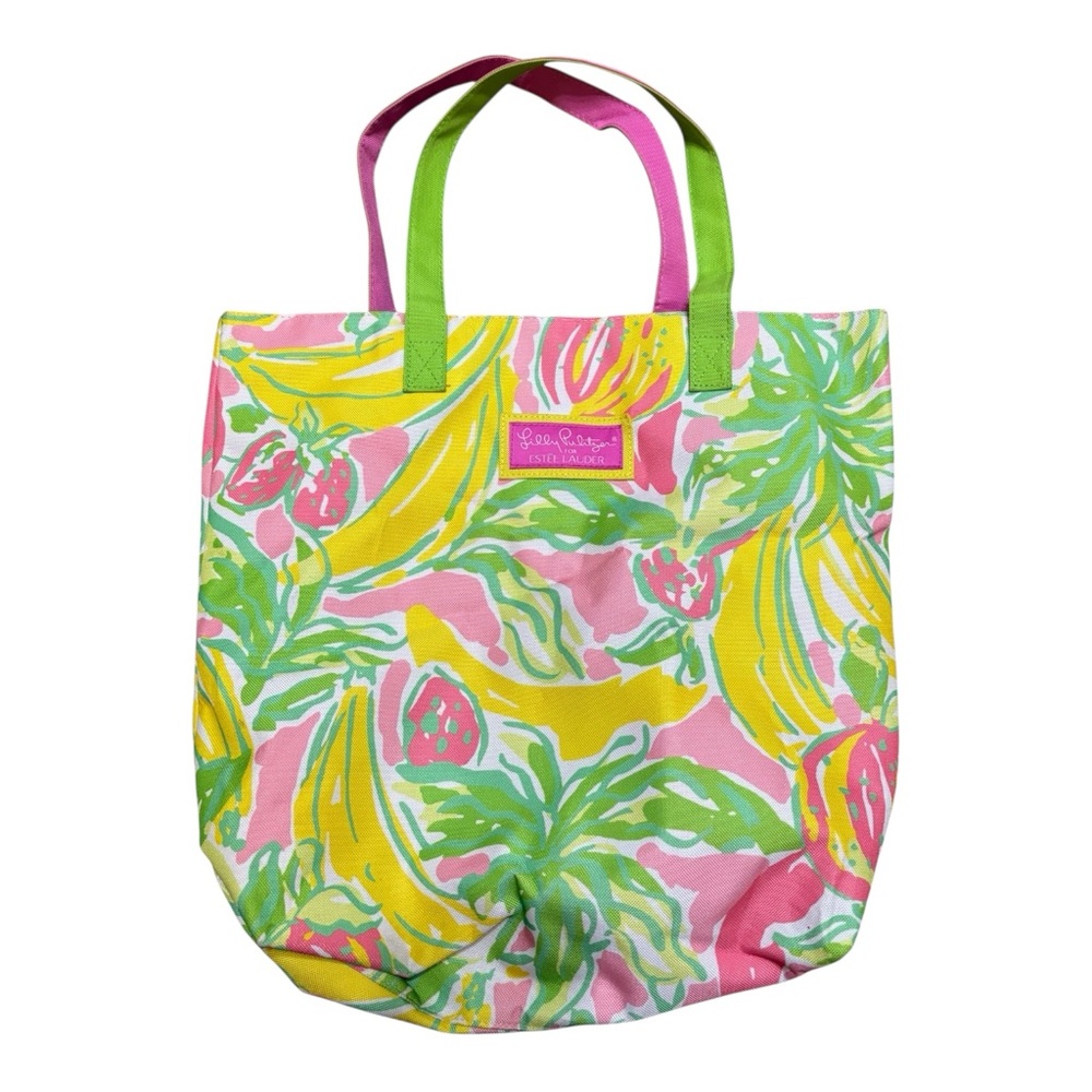 Lilly Pulitzer Pink and Yellow Tropical Tote - Picture 2 of 2